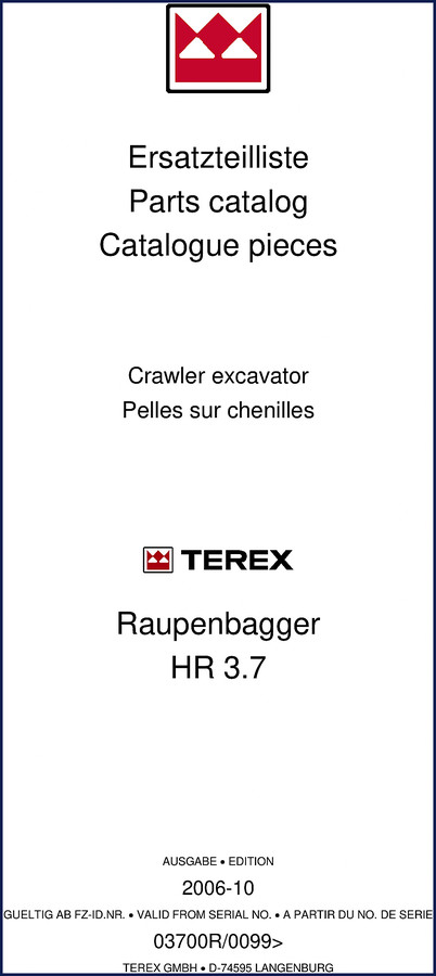 terex hr 3.7 2006 parts catalog, terex parts catalog, terex hr