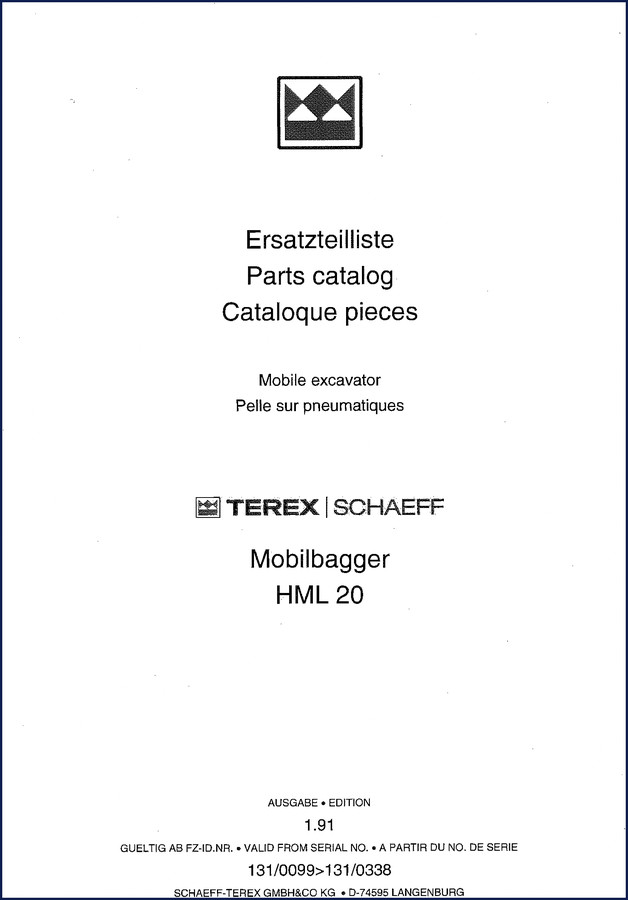 terex schaeff hml 20 1993 parts catalog, terex schaeff parts catalog, terex schaeff schaeff