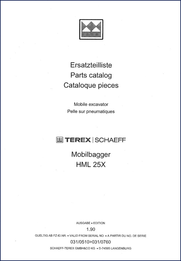 terex schaeff hml 25x 1990 parts catalog, terex schaeff parts catalog, terex schaeff schaeff