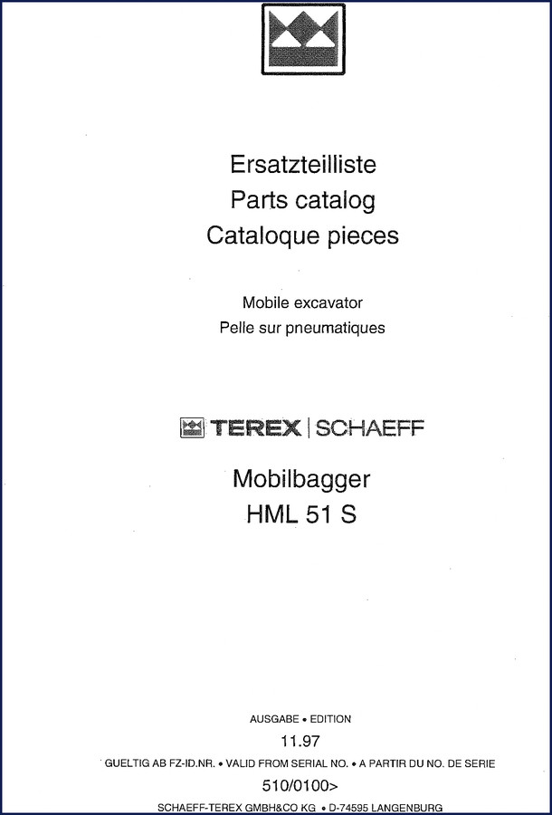 terex schaeff hml 51 s 1997 parts catalog, terex schaeff parts catalog, terex schaeff schaeff