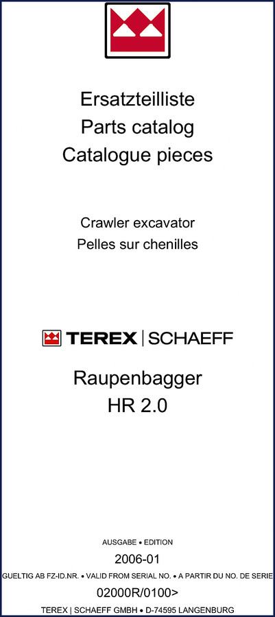 terex schaeff hr 2.0 2006 parts catalog, terex schaeff parts catalog, terex schaeff schaeff