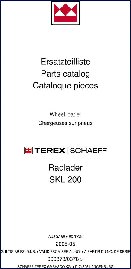 terex schaeff skl 200 2005 parts catalog, terex schaeff parts catalog, terex schaeff schaeff