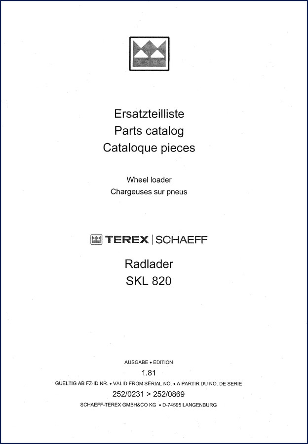terex schaeff skl 820 1981 parts catalog, terex schaeff parts catalog, terex schaeff schaeff