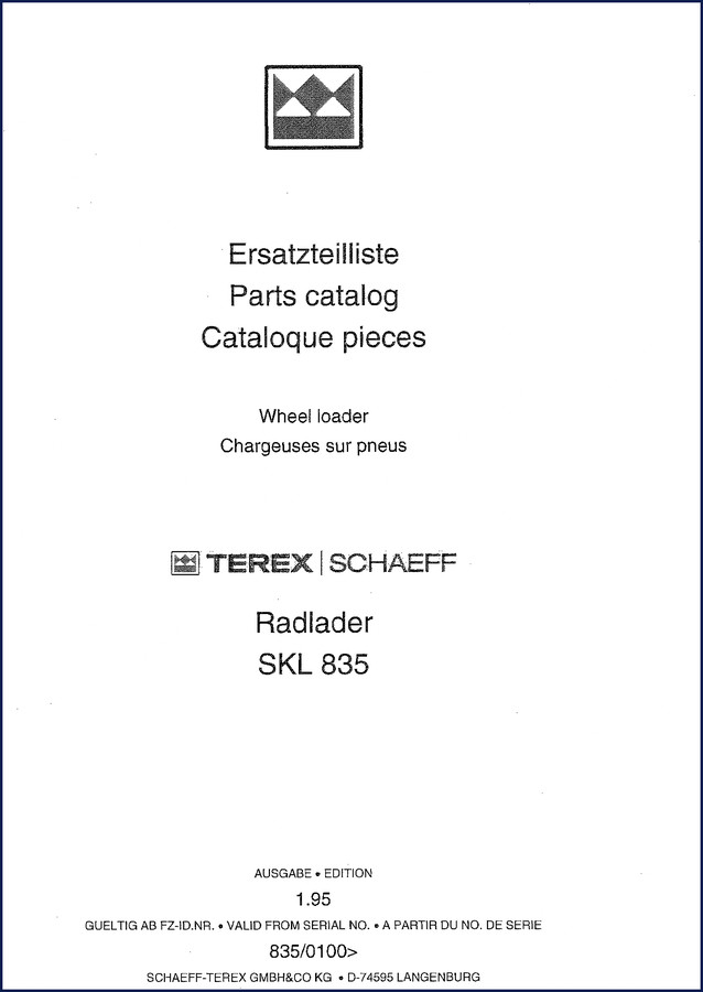 terex schaeff skl 835 1995 parts catalog, terex schaeff parts catalog, terex schaeff schaeff