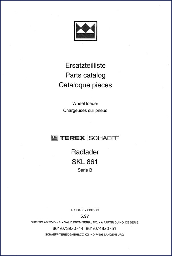 terex schaeff skl 861 1997 parts catalog, terex schaeff parts catalog, terex schaeff schaeff