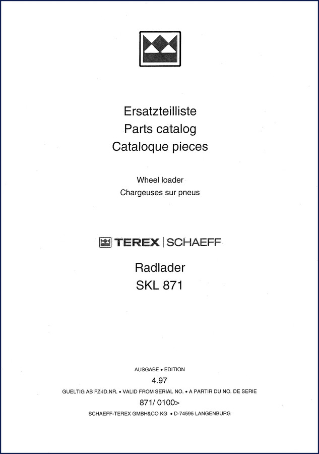 terex schaeff skl 871 1997 parts catalog, terex schaeff parts catalog, terex schaeff schaeff