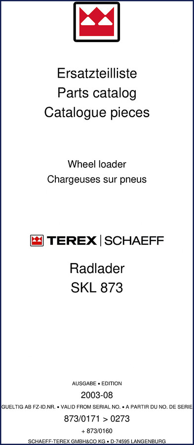 terex schaeff skl 873 2003 parts catalog, terex schaeff parts catalog, terex schaeff schaeff