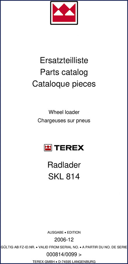 terex skl 814 2006 parts catalog, terex parts catalog, terex skl