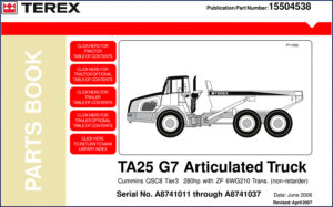terex ta25 g7 2006 parts catalog, terex parts catalog, terex ta25