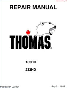 thomas 183hd, 233hd, t183hd, t233hd 1989 repair manual, thomas repair manual, thomas 183hd,