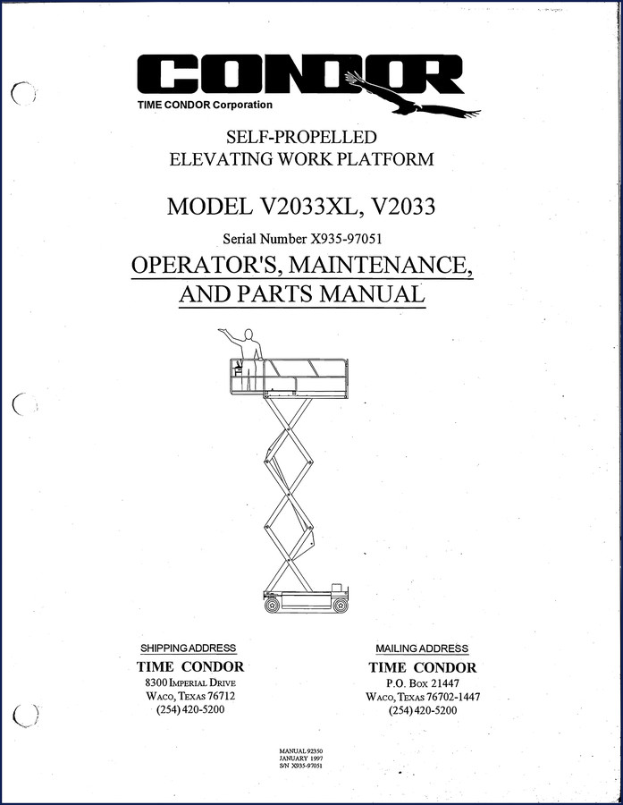 time condor v2033xl v2033 1997 service manual, time condor service manual, time condor condor