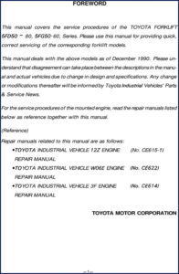 toyota 5fd50, 5fd60, 5fd70, 5fd80, 5fg50 1990 service, toyota service manual, toyota 5fd50,