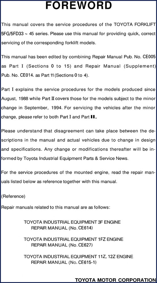 toyota 5fg33 5fd33 5fg35 5fd35 5fg45 service manual, toyota service manual, toyota 5fg33