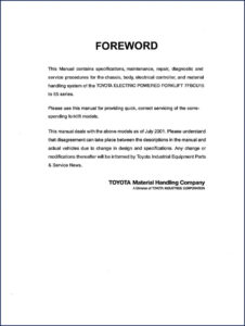toyota 7fbcu15, 7fbcu55 2001 service manual, toyota service manual, toyota 7fbcu15,