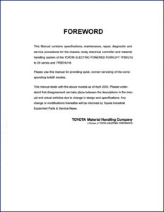 toyota 7fbeu15, 7fbeu18 2003 service manual, toyota service manual, toyota 7fbeu15,