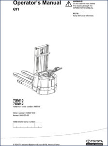 toyota 7sm10, 7sm12 2006 user manual, toyota manual, toyota 7sm10,