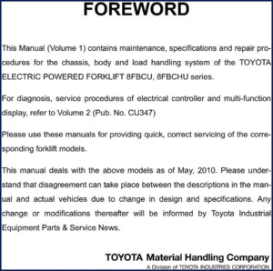 toyota 8fbcu, 8fbchu 2010 service manual, toyota service manual, toyota 8fbcu,
