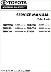 toyota 8hbw30, 8hbe30, 8hbe40, 8hbc30, 8hbc40 2007 service, toyota service manual, toyota 8hbw30,