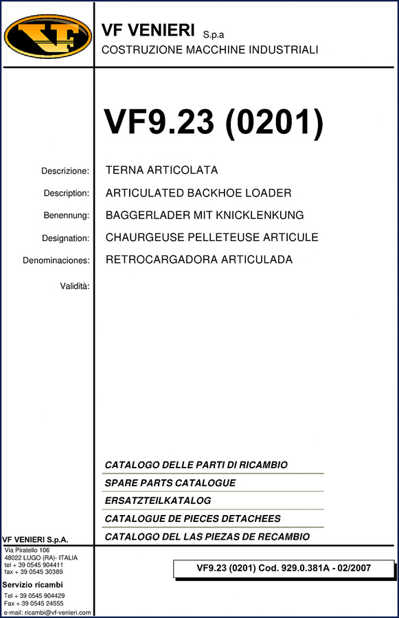 vf venieri vf9.23 2007 parts catalog, vf venieri parts catalog, vf venieri venieri