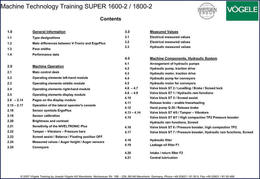 vögele super 1600, vögele manual, vögele super