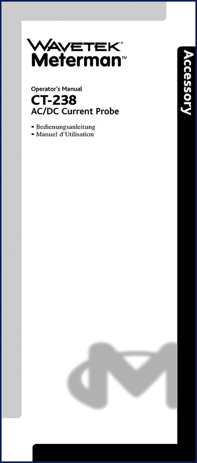 Wavetek CT-238 Operators Manual – Factory Specs for AC/DC Current Probe 1 wavetek ct, wavetek manual