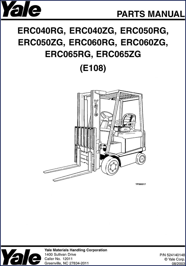 yale erc040rg erc040zg erc050rg erc050zg erc060rg 2003 parts, yale parts catalog, yale erc040rg