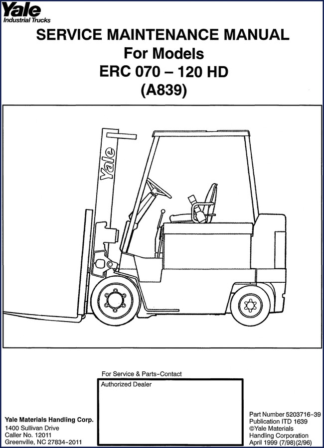 yale erc070 erc120 hd 1999 service manual, yale service manual, yale erc070
