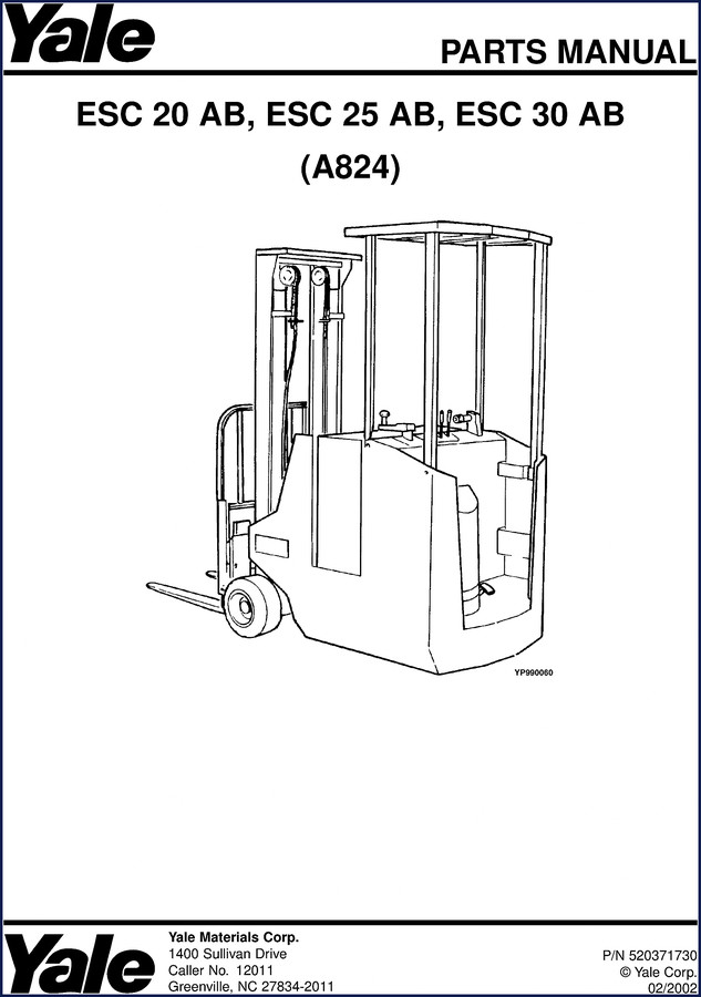 yale esc 20 ab, esc 25 ab, esc, yale parts catalog, yale esc