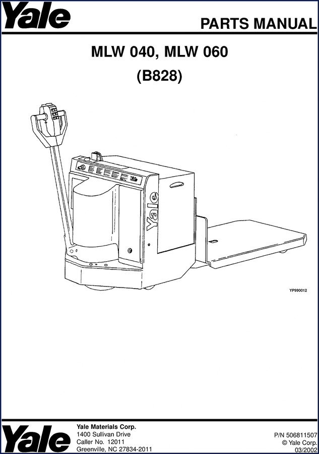 yale mlw 040, mlw 060 2002 parts catalog, yale parts catalog, yale mlw