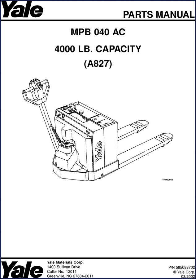 yale mpb 040 2002 parts catalog, yale parts catalog, yale mpb