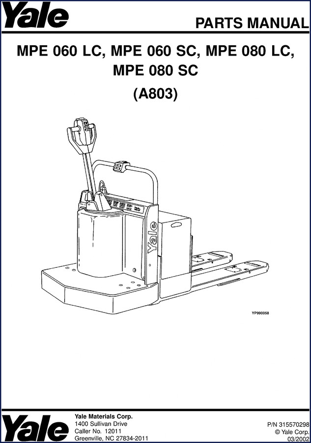 yale mpe 060 lc, mpe 060 sc, mpe, yale parts catalog, yale mpe