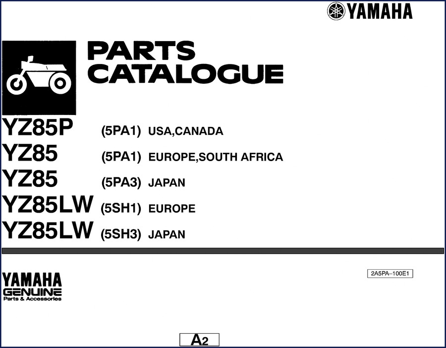 yz85p/yz85/yz85lw parts catalog, yamaha parts catalog, yamaha parts