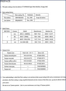 yanmar b03 g, b03 p, b03y 1994 parts, yanmar parts catalog, yanmar b03