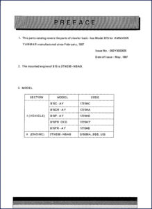 yanmar b15c, b15cr, b15p, b15pr 1997 parts catalog, yanmar parts catalog, yanmar b15c,