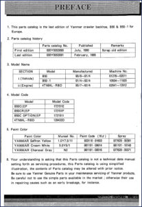 yanmar b50 series parts catalog 1995, yanmar parts catalog, yanmar b50