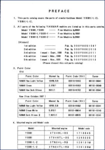 yanmar yb301 yb351 1991 parts catalog, yanmar parts catalog, yanmar yb301