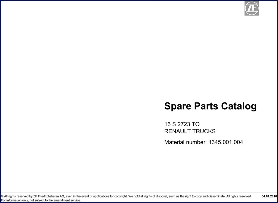 zf 16s2723to 2010 parts catalog, zf parts catalog, zf 16s2723to