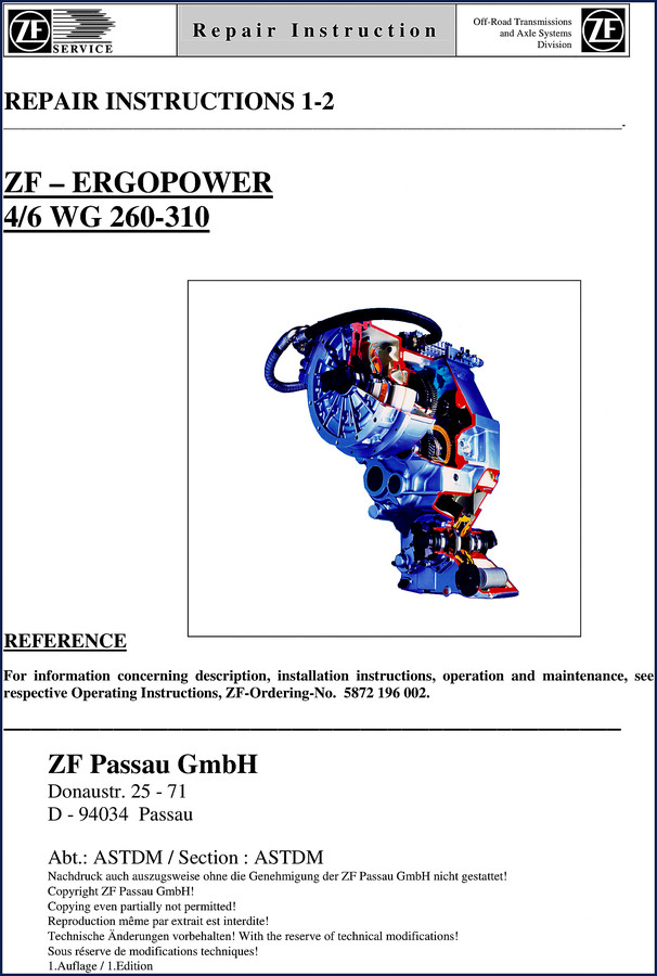 zf 4 wg 260, 6 wg 260, 4, zf repair manual, zf 4