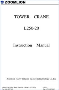 zoomlion l250, zoomlion manual