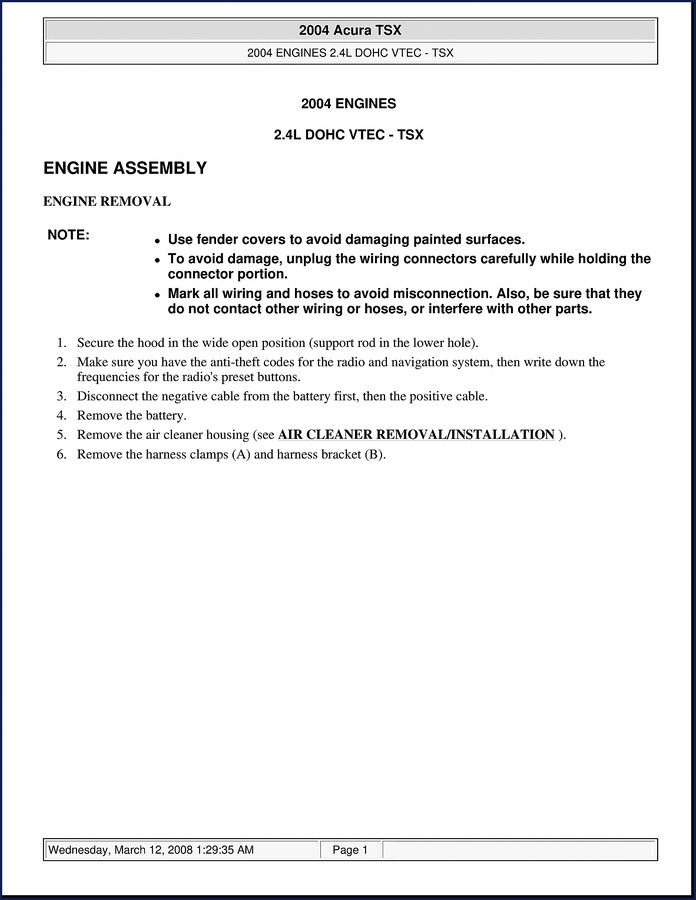 2004 Acura TSX Service Manual cover - OEM factory shop manual