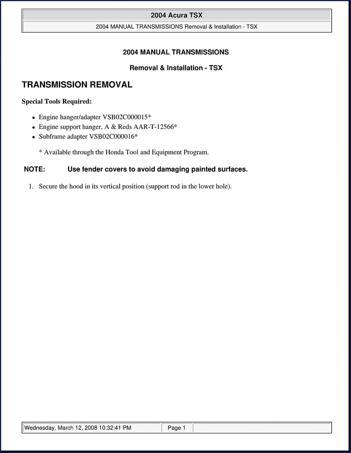 2004 Acura TSX service manual cover – OEM factory document