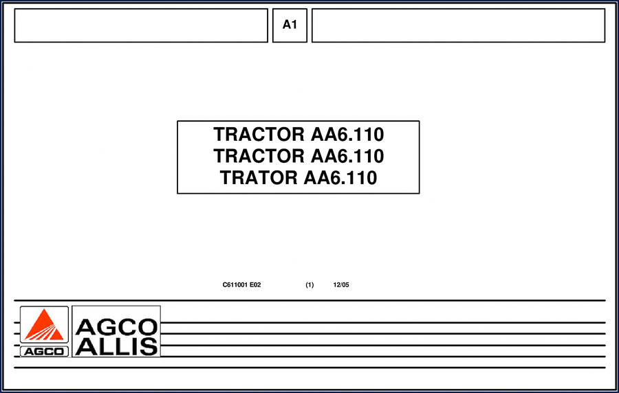 2005 AGCO Allis AA6.110 Parts Catalog cover showing tractor model and OEM branding