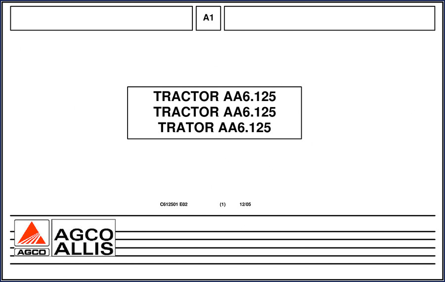 AGCO Allis AA6.125 2005 Parts Catalog cover page showing tractor model and official AGCO documentation
