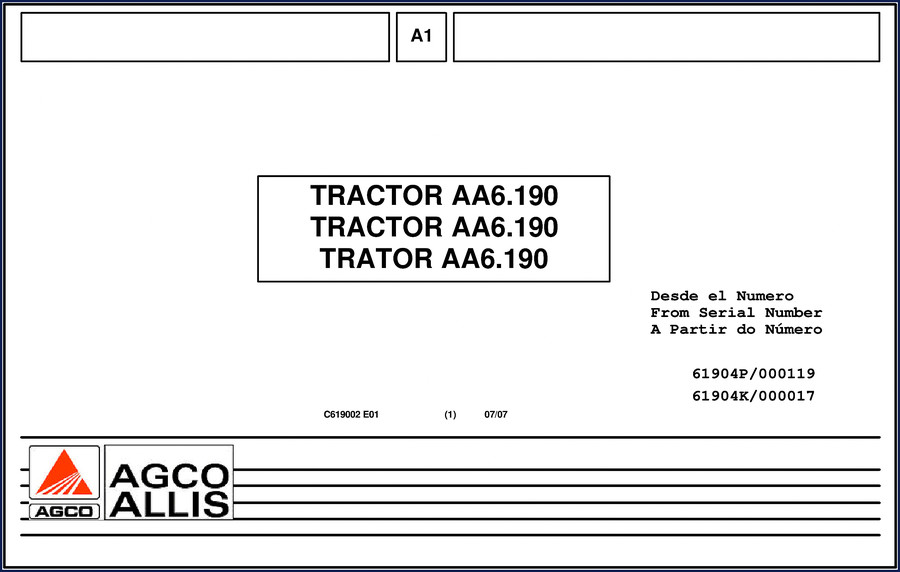 AGCO Allis AA6.190 2007 Parts Catalog cover page