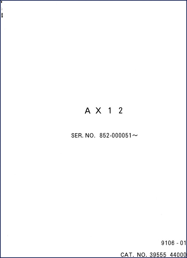 Airman AX12 1991 Parts Catalog cover - OEM factory parts manual for mini backhoe