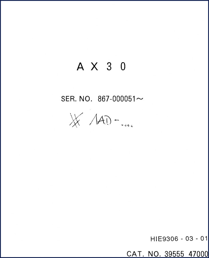 Airman AX30 Parts Catalog cover – factory OEM parts reference for mini excavator