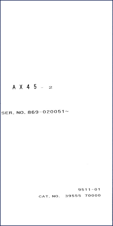 Airman AX45-2 1995 Parts Catalog cover and sample page