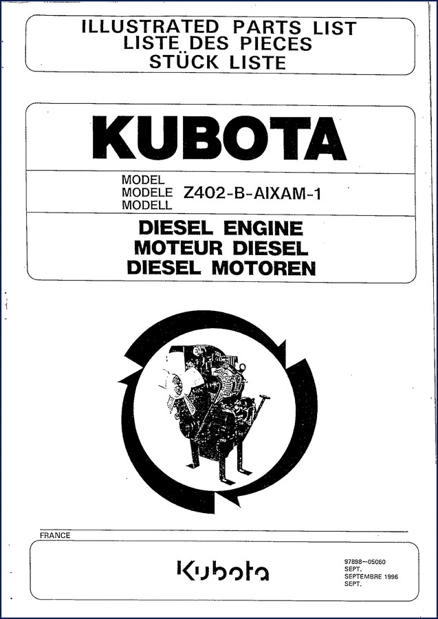 Aixam Z402-B Parts Catalog cover page showing model code and notice in three languages