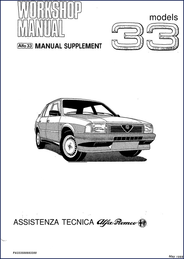 Alfa Romeo 33 1988 Workshop Manual cover - factory OEM service manual 211 pages