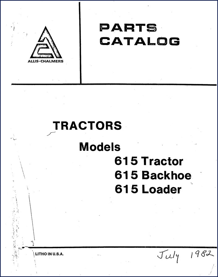 Allis-chalmers 615 1982 Parts Catalog cover page - 281 pages factory OEM
